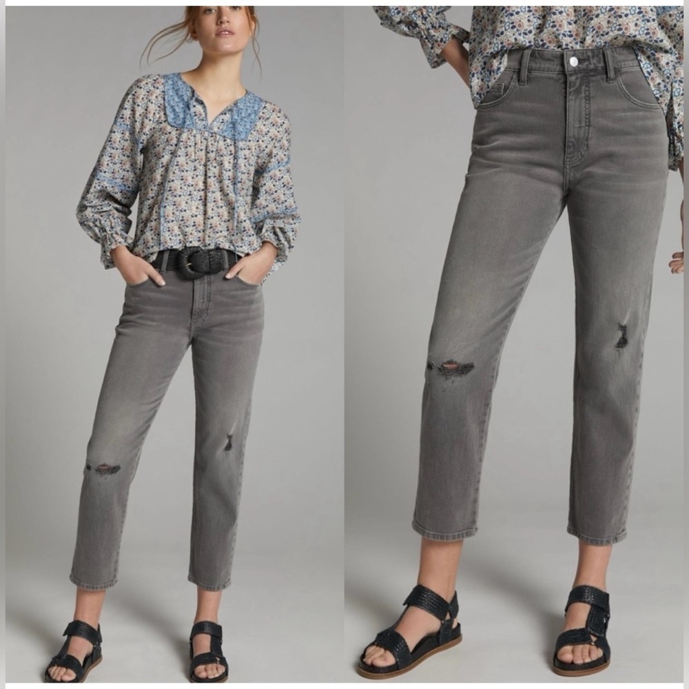 Pilcro the borrowed boyfriend Straight Leg Grey Jeans Size 25